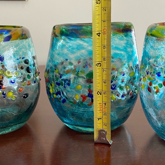 Evergreen Garden Bambeco Aqua Del Sol Stemless Wine Glasses set of 4 - Picture 10 of 12